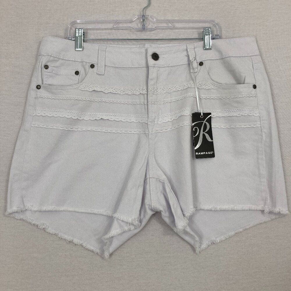 New Rampage White Lace Detail Frayed Hem Sophie Jean Shorts size 20W Coastal